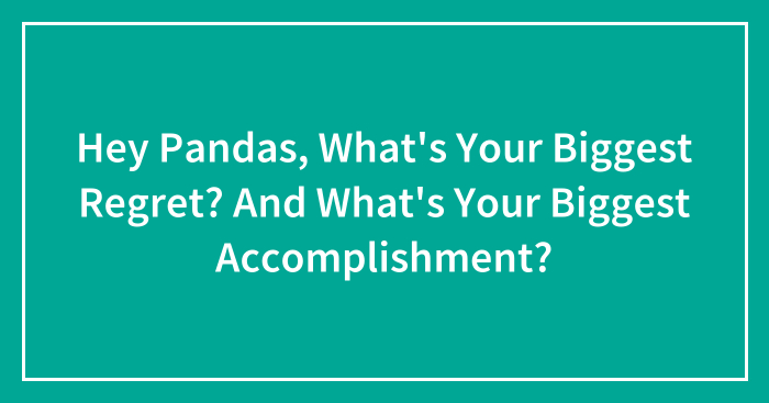 Hey Pandas, What’s Your Biggest Regret? And What’s Your Biggest Accomplishment?