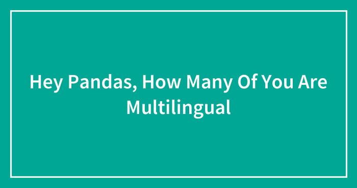 Hey Pandas, How Many Of You Are Multilingual (Closed)