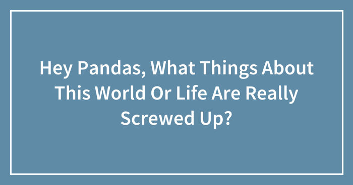 Hey Pandas, What Things About This World Or Life Are Really Screwed Up? (Closed)