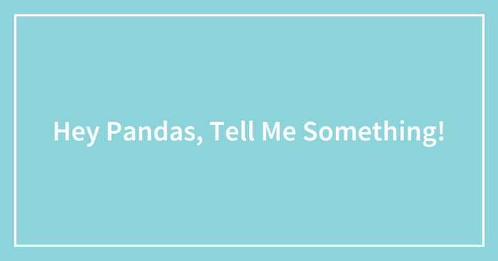 Hey Pandas, Tell Me Anything (Closed)