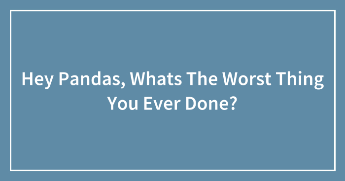 Hey Pandas, Whats The Worst Thing You Ever Done?