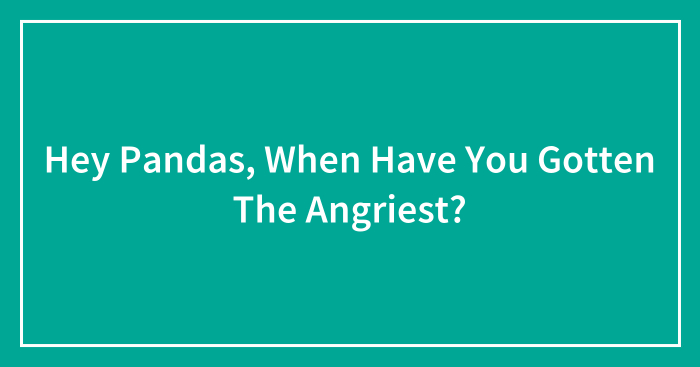 Hey Pandas, When Have You Gotten The Angriest? (Closed)