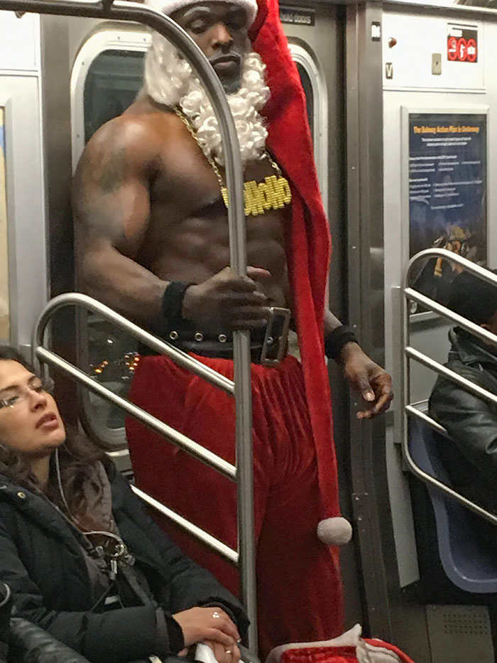 Just Santa Riding The Subway