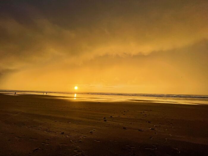 Lincoln City, Or Sunset Right After A Storm
