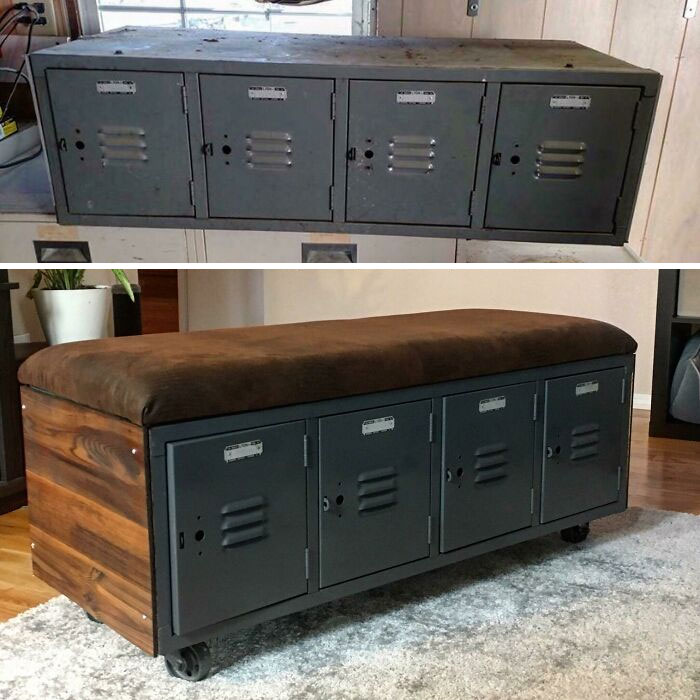 Found These Old Lockers And Turned Them Into A Functional Piece For My Living Room
