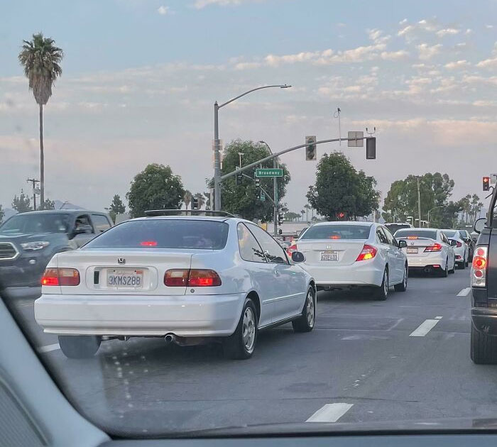 I Saw 4 Generations Of Honda Civics, In Order Of Age, All In White