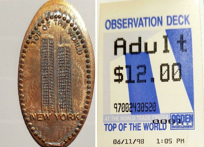 Still Have My Wtc Admission Ticket And Penny-Machine Coin From 1998...