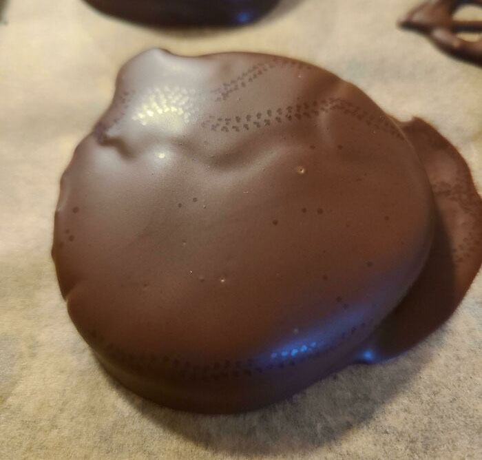 A Fruit-Fly Walked Across My Chocolate Peppermint Pattie As It Cooled - Leaving Foot Prints