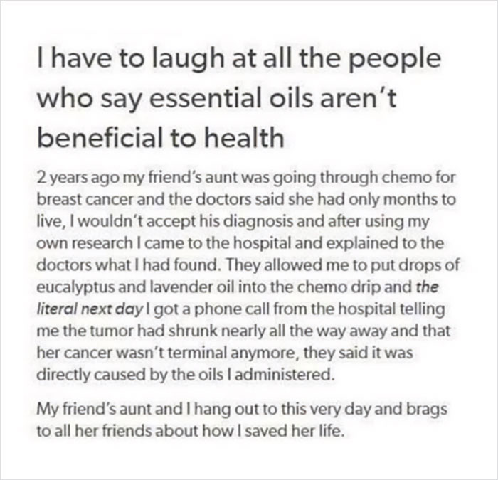 Brags To All Their Friends For Saving Their Life With Essential Oils