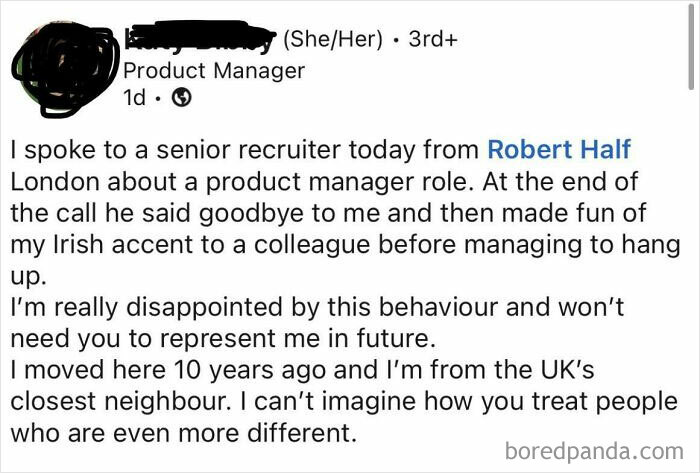 Robert Half Being Called Out On This Linkedin Post