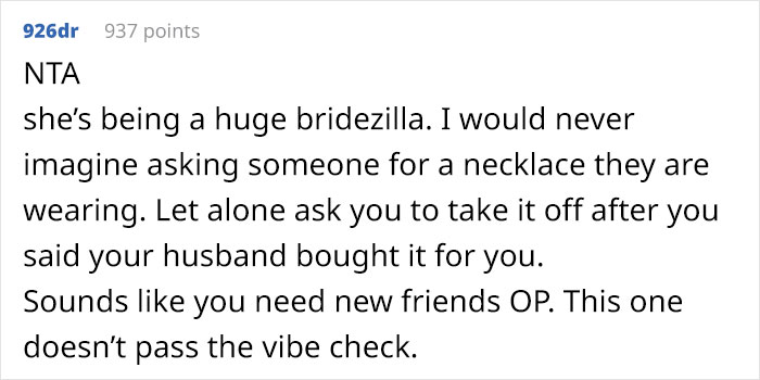 Woman Is Asking If She Was The Jerk For Refusing To Switch Necklaces With The Bride On Her Wedding Day