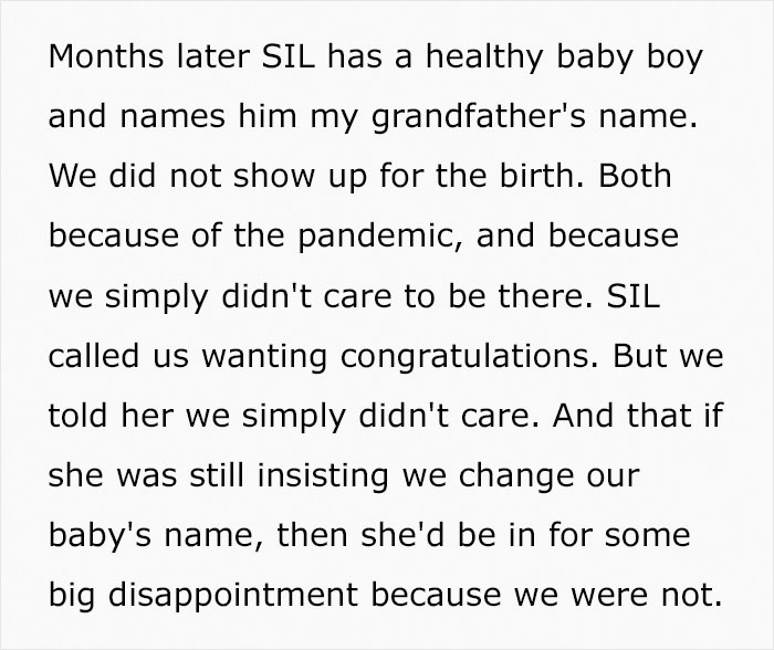 Entitled Sister-In-Law Steals Baby Name, Freaks Out That The Couple Does Not Care