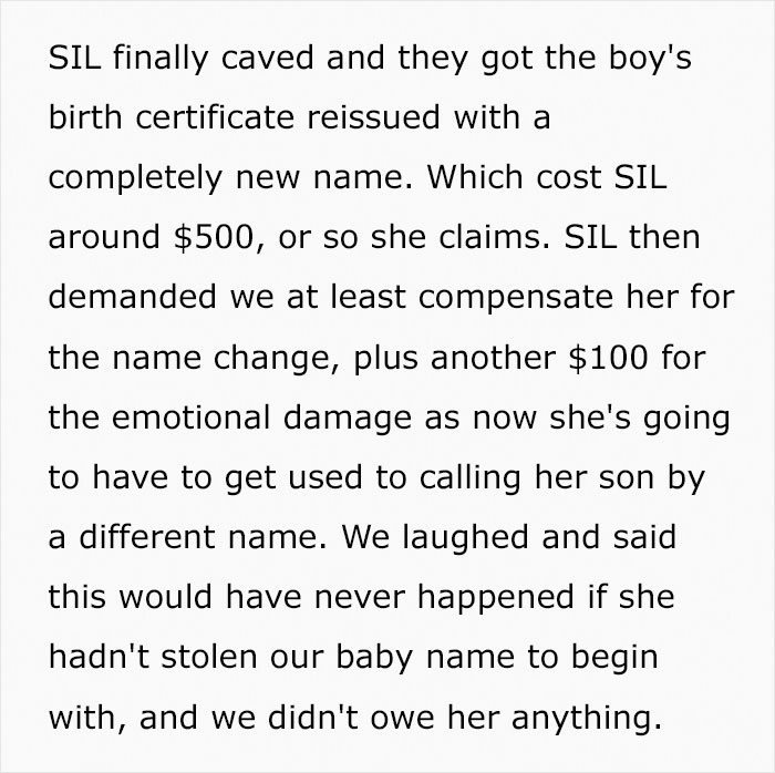 Entitled Sister-In-Law Steals Baby Name, Freaks Out That The Couple Does Not Care