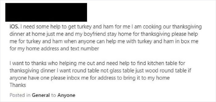 I Would Also Like An Entire Thanksgiving Dinner, Table Included. And Of Course It Needs To Be Delivered