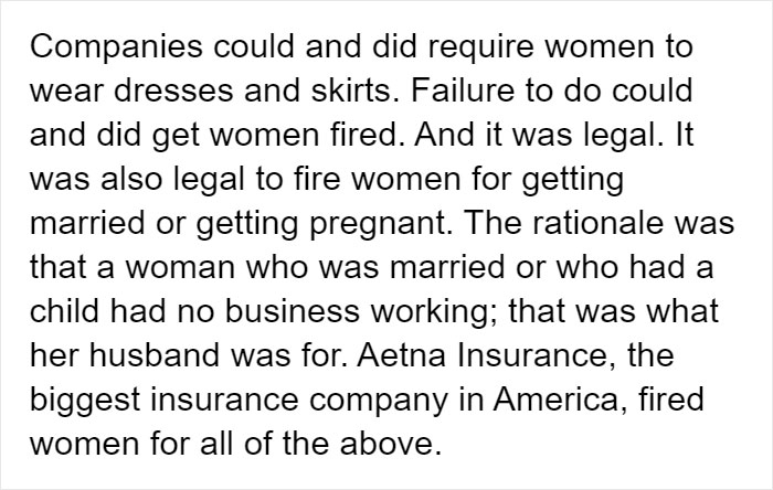 “People Now Do Not Realize What It Was Like Then”: Tumblr User Lists What Things Weren't Legal For Women In The 1960s