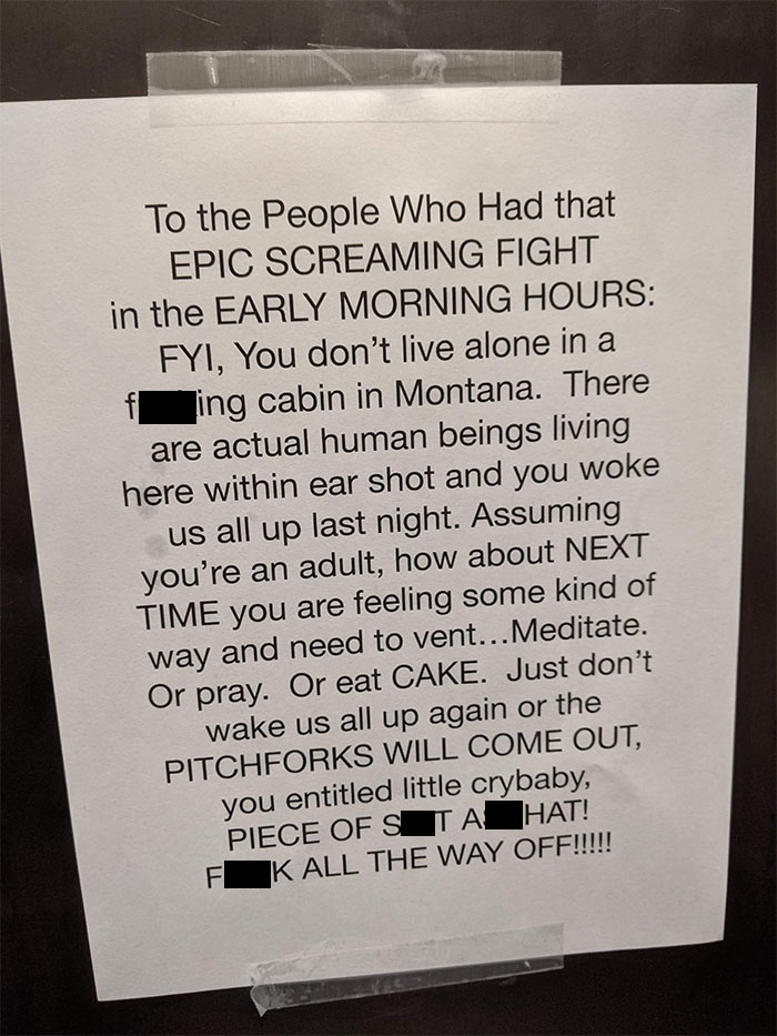 A Note In The Elevator By Anon For A Downstairs Neighbor. Los Angeles, Ca.