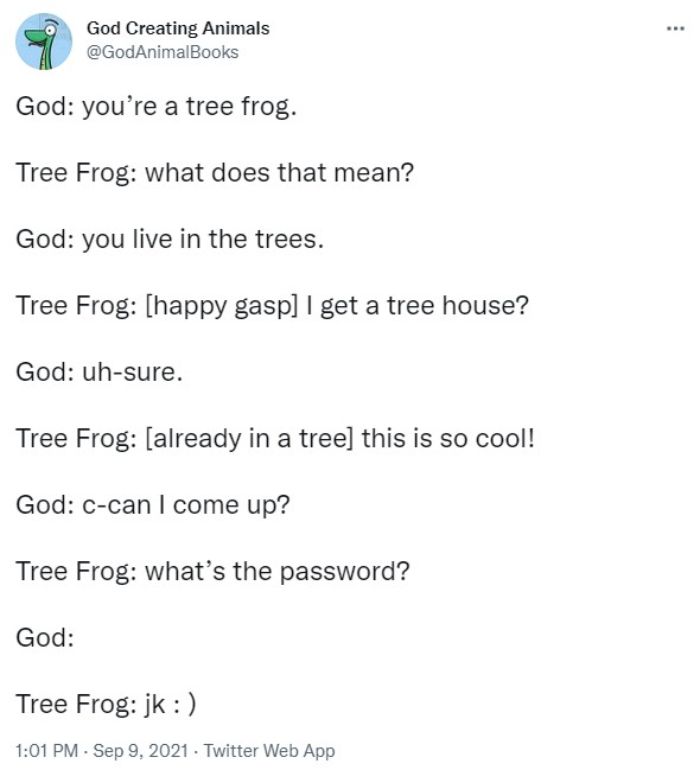 God Creates A Tree Frog