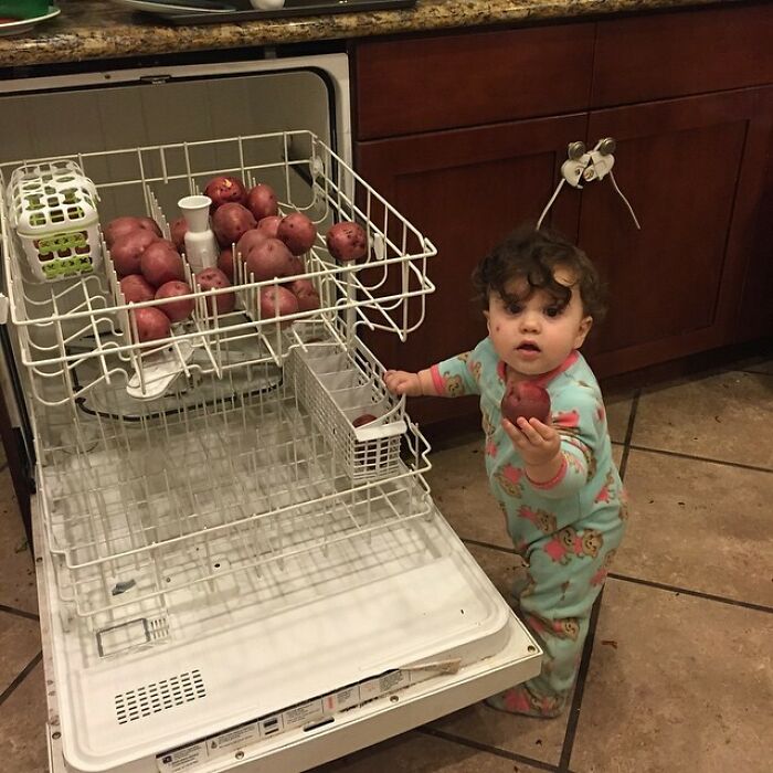 Tried Out This Cool Idea - Washed The Potatoes In The Dishwasher