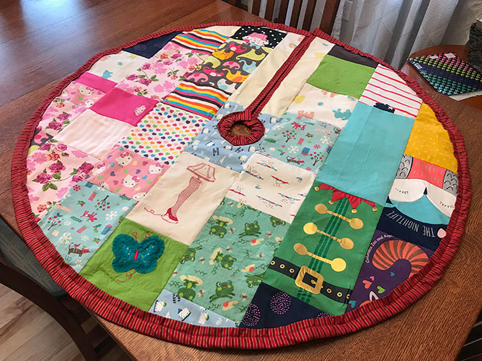 I Made This Tree Skirt By Quilting My Daughter's Old Baby Clothes For My Wife This Christmas
