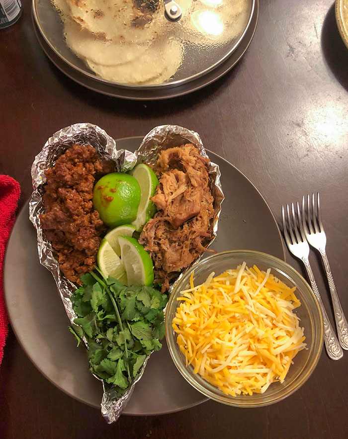 I Sent My Boyfriend The Post Earlier With The Taco Heart That Someone Made - This Was Waiting For Me When I Got Home From Work. I’d Say It’s A Darn Good Effort