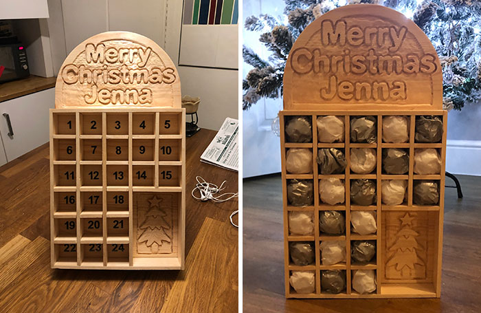 Advent Calendar I Made For My Girlfriend Last Year, I Definitely Got Some Things Wrong But Enjoyed The Chance To Try Some New Skills