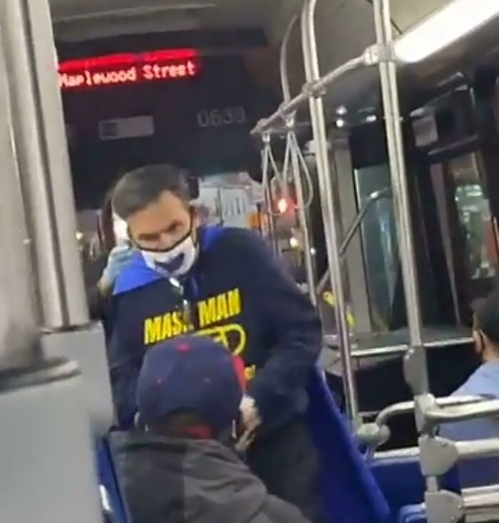 Mayor Of My City Giving Out Masks To People On The Bus Dressed As Mask Man