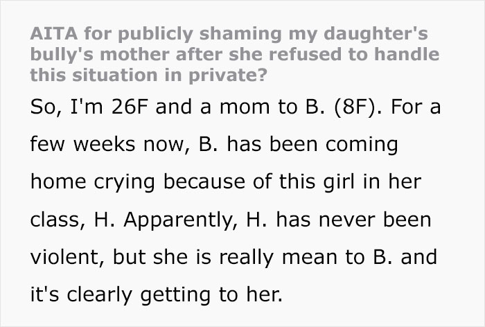Woman Gets Accused Of ‘Publicly Humiliating’ The Mother Of Her Daughter’s Bully, Asks People Online If She Was Wrong
