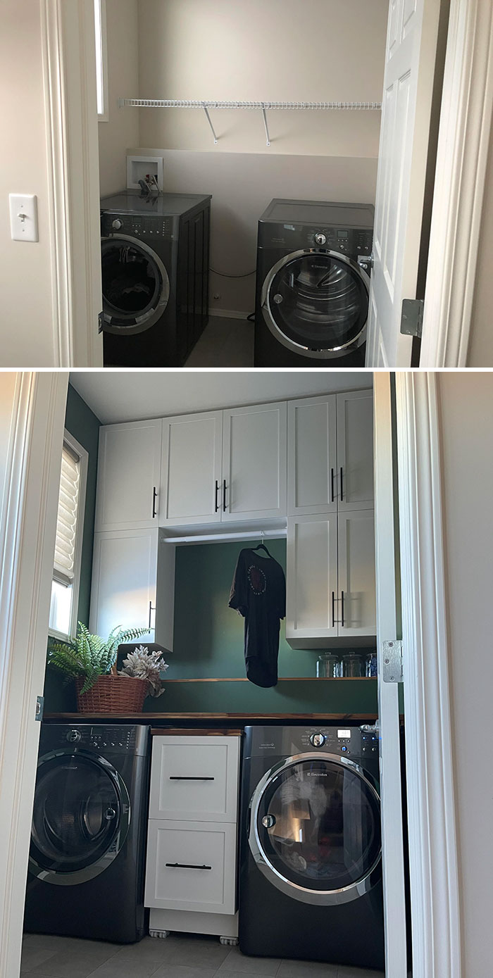 Small, But Tall Laundry Room. Before And After