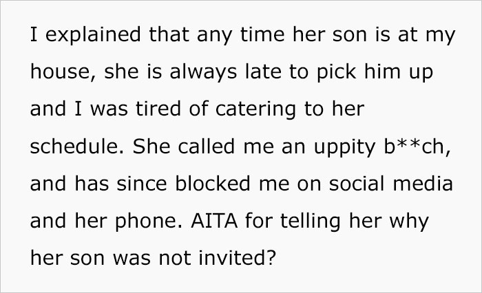 Mom Is 5 Hours Late To Pick Up Her Son From A Birthday Party, Gets Him Uninvited From The Next Celebration, The Mom Gets Mad At The Host