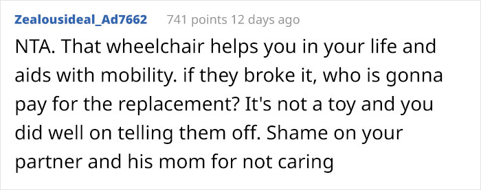 Woman Blamed For Ruining The Evening After Asking Partner’s Nephews Not To Play With Her Wheelchair, Asks The Internet If She Overreacted