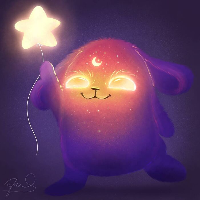 I Painted 19 Illustrations Of Cute Glowing Forest Monsters And Spirits