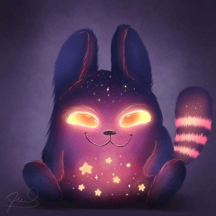 I Painted 19 Illustrations Of Cute Glowing Forest Monsters And Spirits
