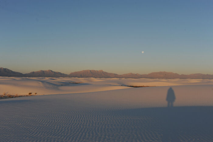 Sunrise Shadow At Moonset, White Sands, New Mexico