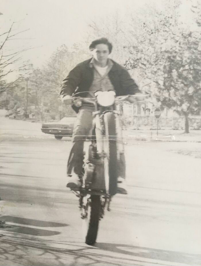 My Dad In 1974 On His Yamaha. He Worked All Summer Cutting Steel To Save Up For It