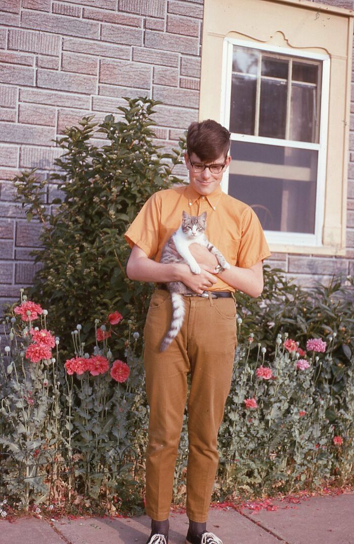 Bill With Cat. 1968. Love The Late 60's Style!