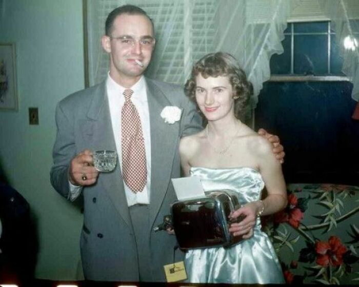 There Is A Story Here But Not Sure How It Involves Formal Dress And A Toaster. 1950s Kodachrome