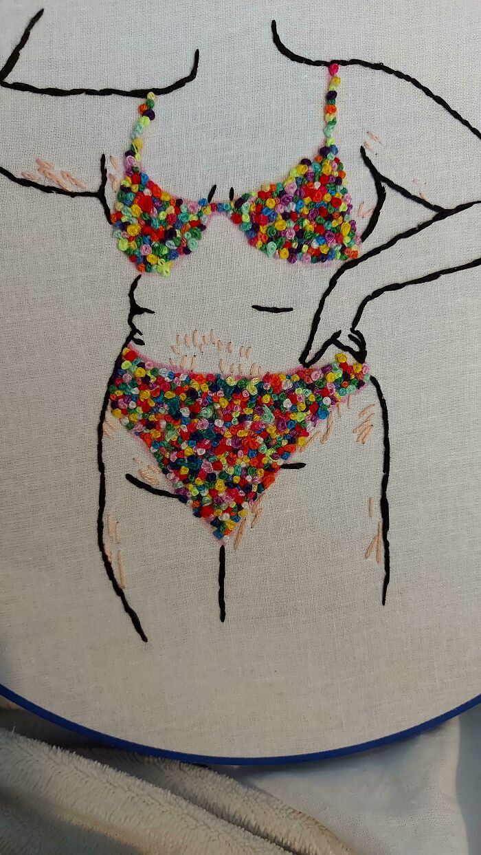 Opinions Please? I Did An Outline With Stretchmarks And Thought Itd Be Cool To Make Her Undies French Knots But I Think I've F**ked It...what Do You Think?