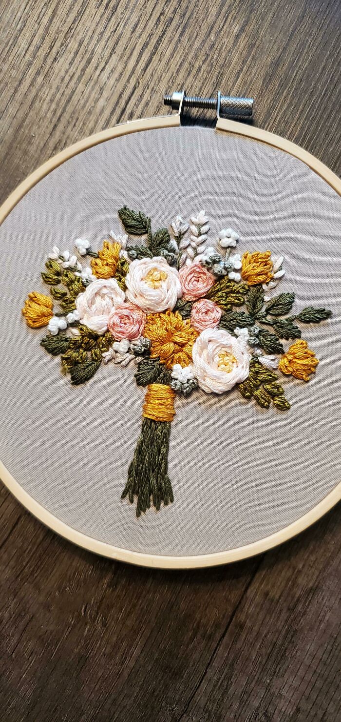 Just Finished Stitching This One, My Favorite Bouquet Yet (Pattern From And Other Adventures Co)!