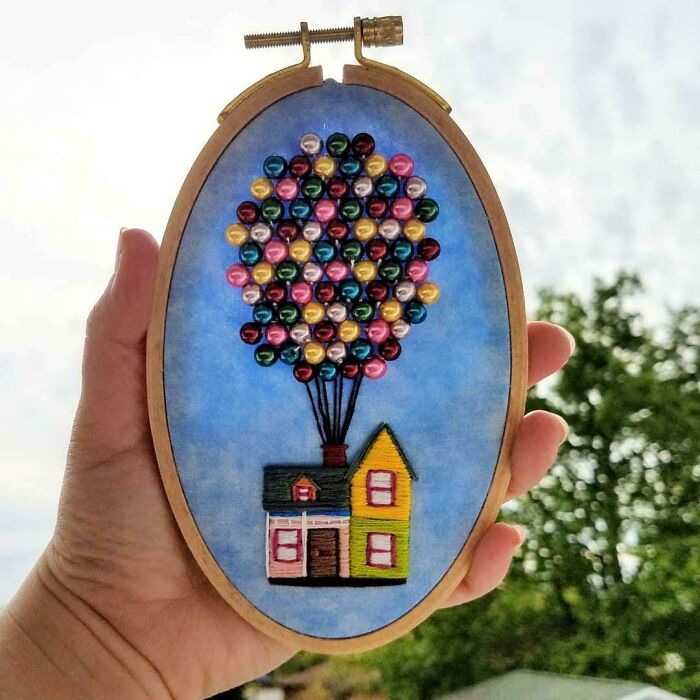 "Up" Hand-Embroidery With Beads