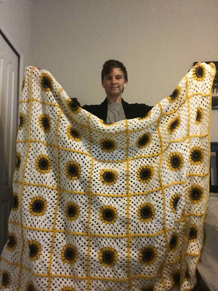 My Sunflower Blanket! As A 15 Year Old This Is Probably My Biggest Accomplishment To Date Lol