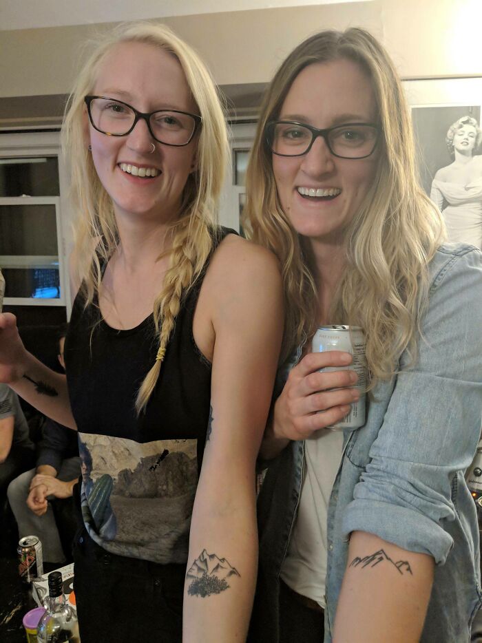 My GF Met Her Doppelganger And Found Out They Have Mountain Tattoos In The Same Spot