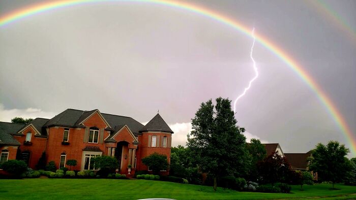 Lightning Struck The Second I Took A Picture Of A Double Rainbow