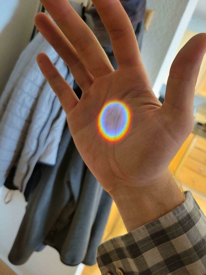 The Sun Lines Up With My Door Viewer In The Summer Time And Creates This Little Rainbow