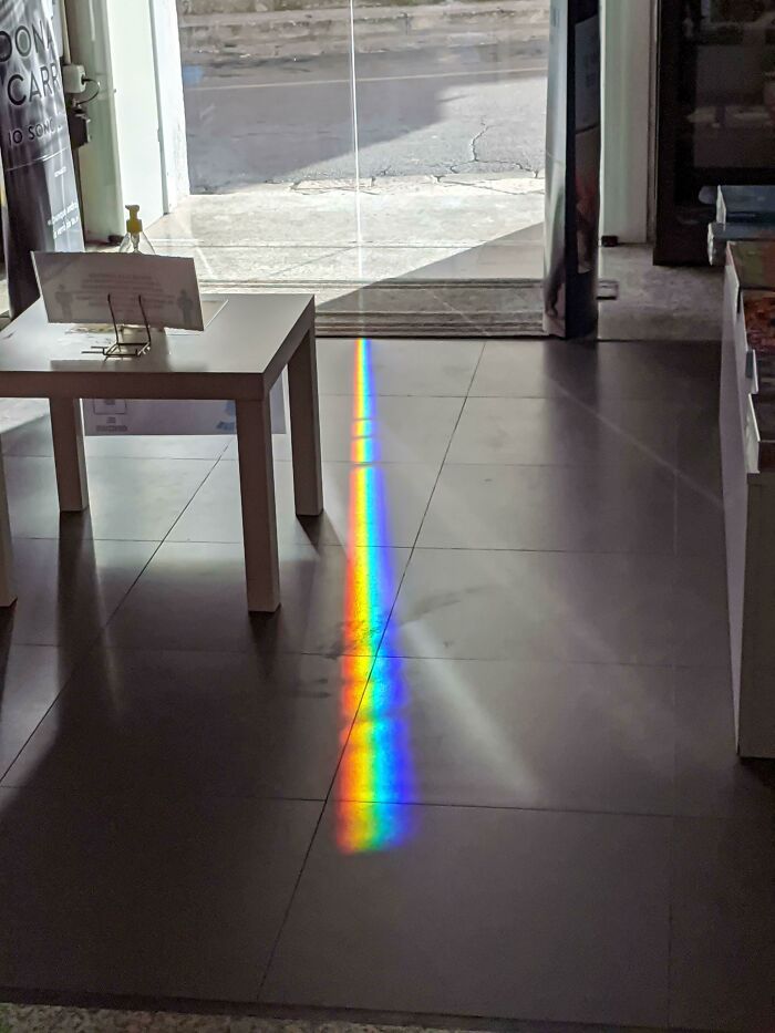 Rainbow Created By A Glass Door