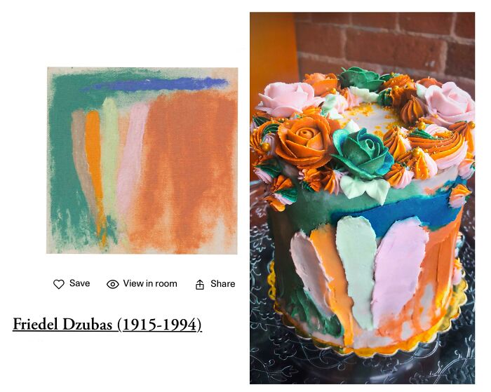 I Was Asked To Make A Cake Inspired By A Painting Done By The Birthday Girl’s Father. I Tried My Best!