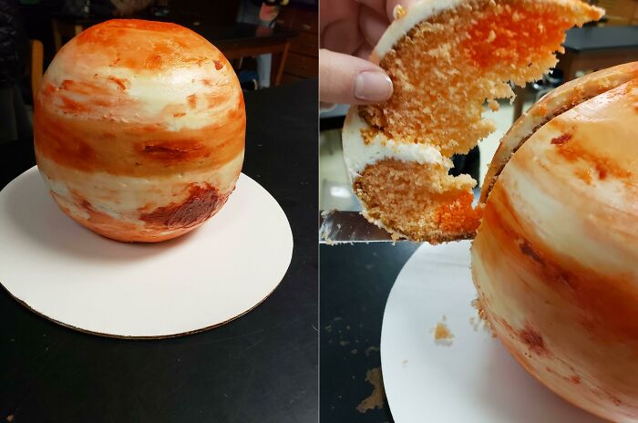As Requested, Here's My Student's Spherical Jupiter Cake. Happy Monday Everyone!