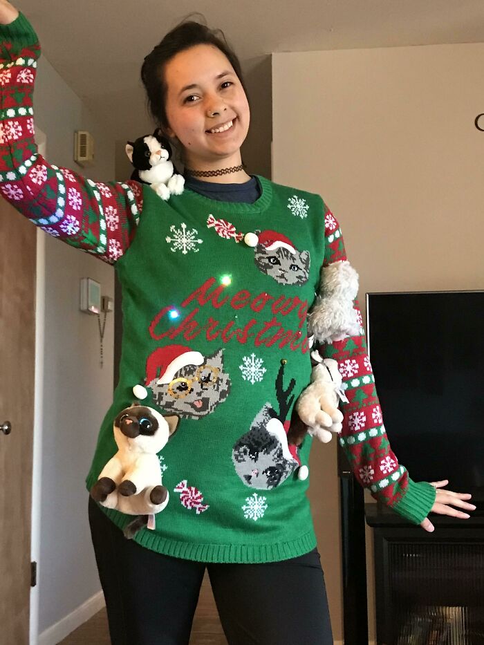 My Wife Took An Ugly Christmas Sweater And Made It Even More Obnoxious