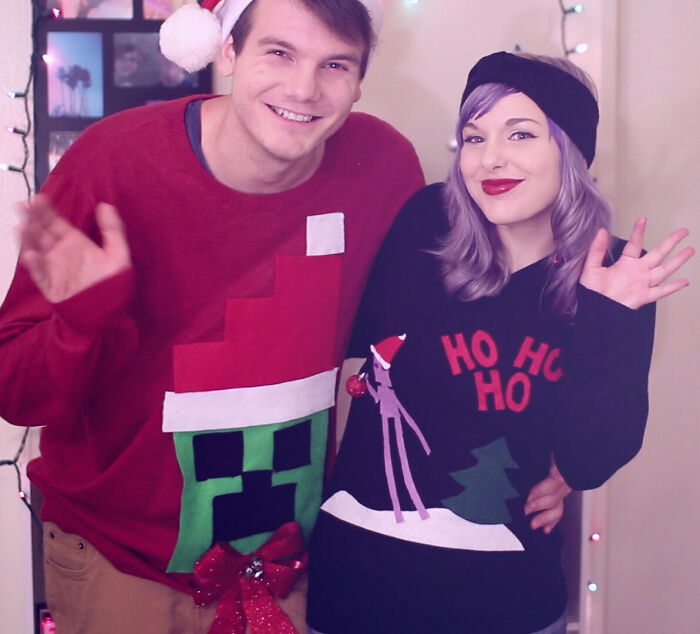 My BF + I Decided To DIY Our Own Minecraft Xmas Sweaters This Year