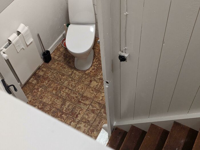 The Stairs To The Attic In My Old House Built During WW2 Is In The Bathroom. Luckily I Live Alone