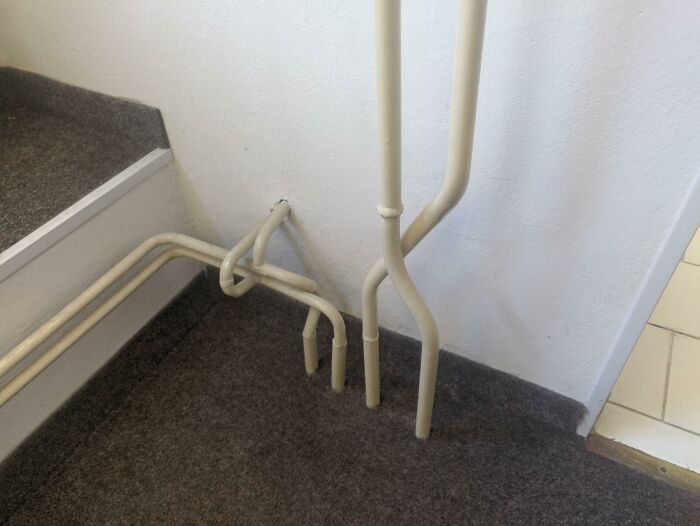 Someone Played Cat's Cradle With These Heating Pipes